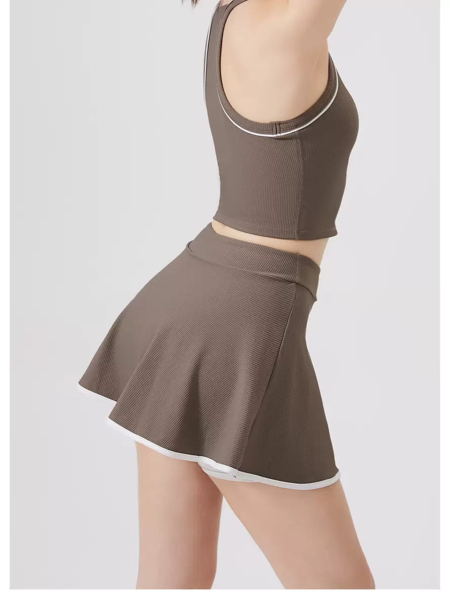 「Rosé」Ribbed Skirt for Dance Tennis Yoga Daily